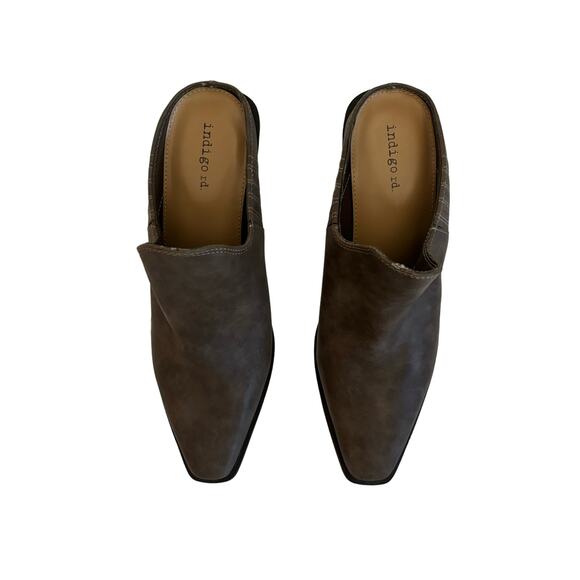 Indigo Rd Women’s Taupe Slip On Bohemian Block Heel Mules Size 7.5 - Picture 2 of 7